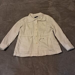 Talbots Womens Cotton/linen White Utility Jacket Summer Size S.